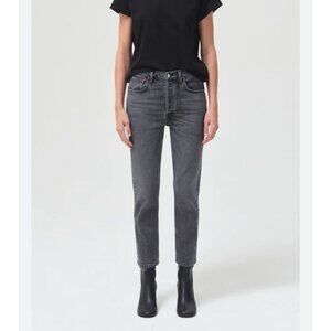 Agolde Riley straight crop jeans , gray/black washed, Size 27 L77